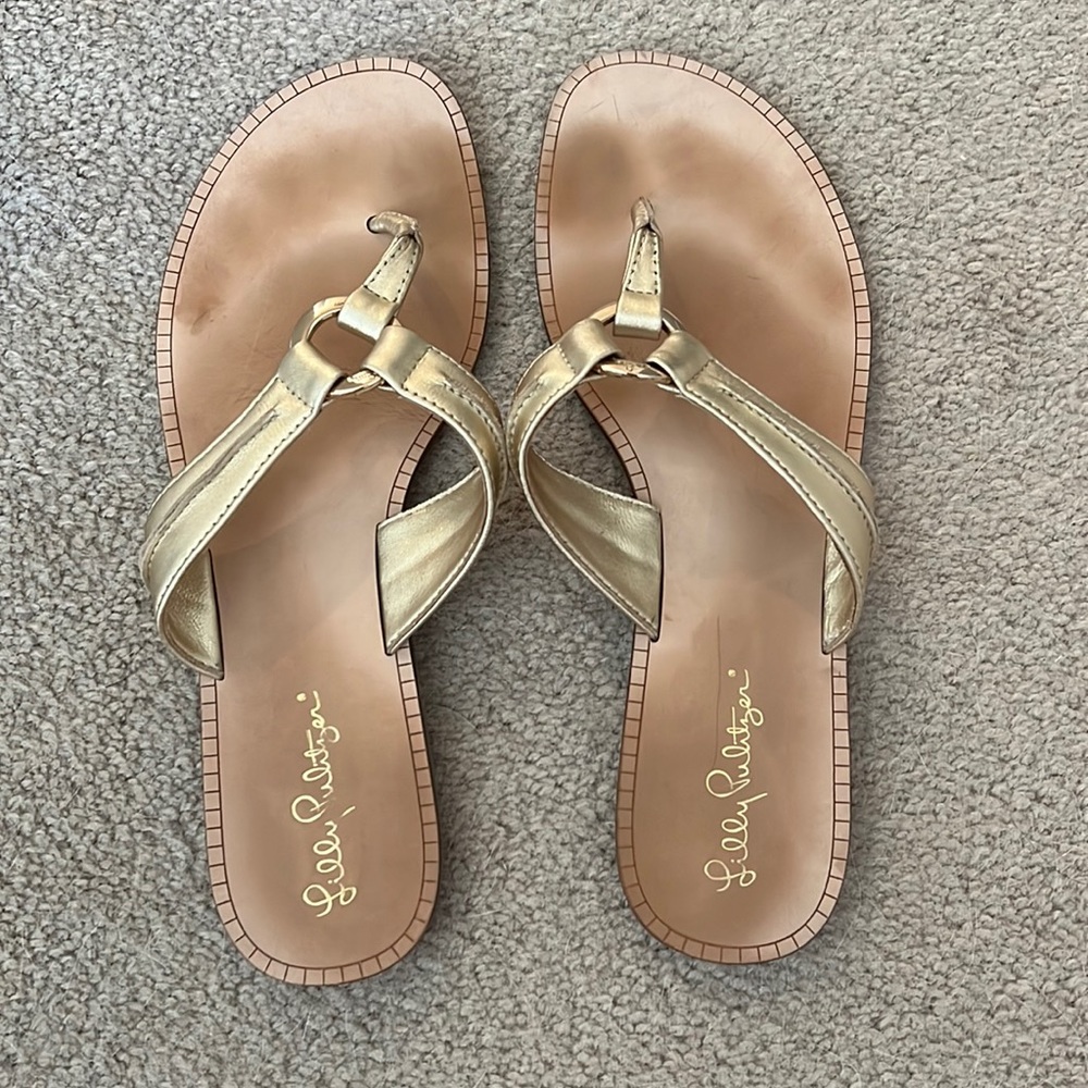 Lilly Pulitzer Women's McKim Sandal in Gold | Size 9